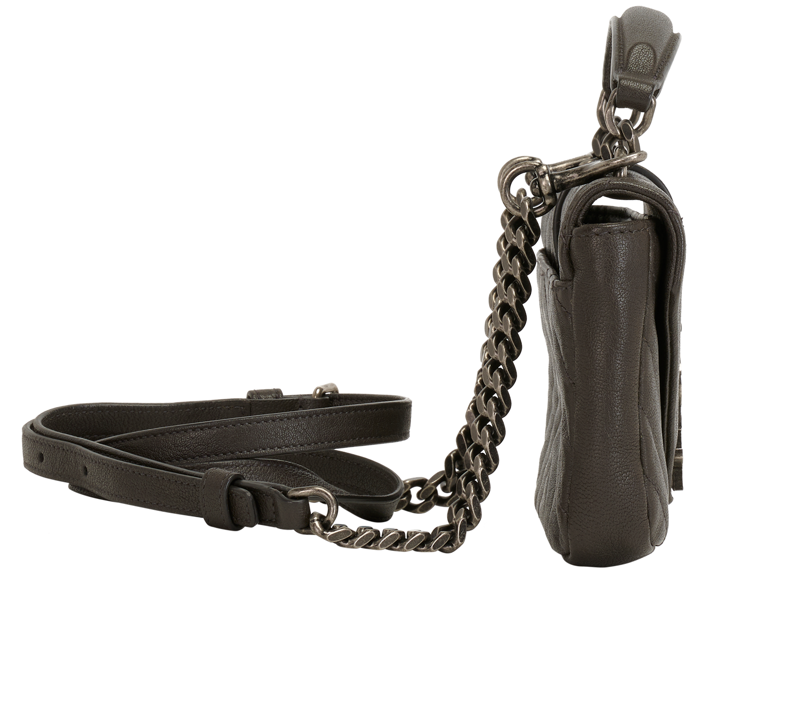 Mini College Crossbody, &pound;550, Handbags, Grey, Leather, Side view